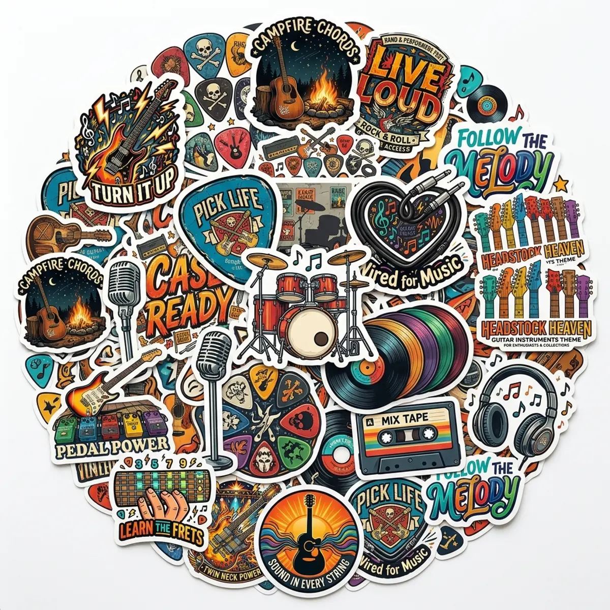 Guitar Stickers Pack 20pcs - Ideal for Music Lovers and Guitar Enthusiasts - Perfect for Personalizing Your Gear