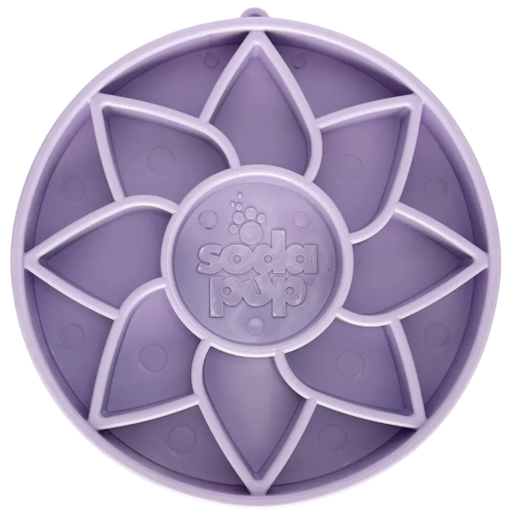 Sunflower Softie eTray Slow Feeder Dog Bowl | Soft Shallow Lick Mat | Yellow & Purple | USA Made