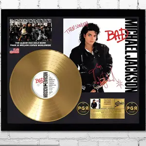 [SALE UP TO 45%] Framed Gold Michael Jackson Record, Signed Album Cover Wall Art
