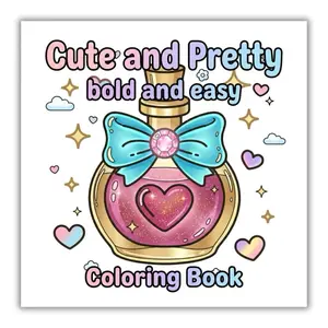 Cute & Pretty Relaxing Coloring Book for All Ages Bold and Easy with Heart Design