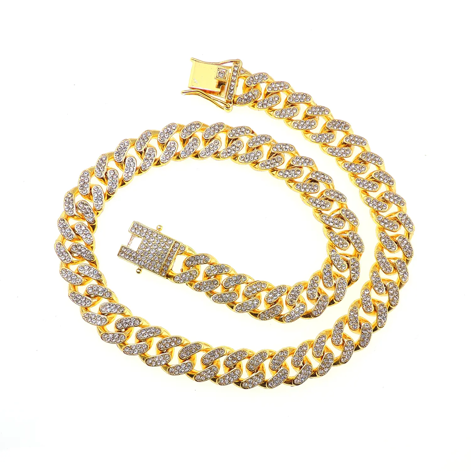 Gold Miami Cuban Link Chain for Men by Ginger Lyne |12mm Width Iced Out Hip Hop Necklace for Women  | Unisex Design 18, 24, or 30 Inch Lengths or 8" Matching Bracelet