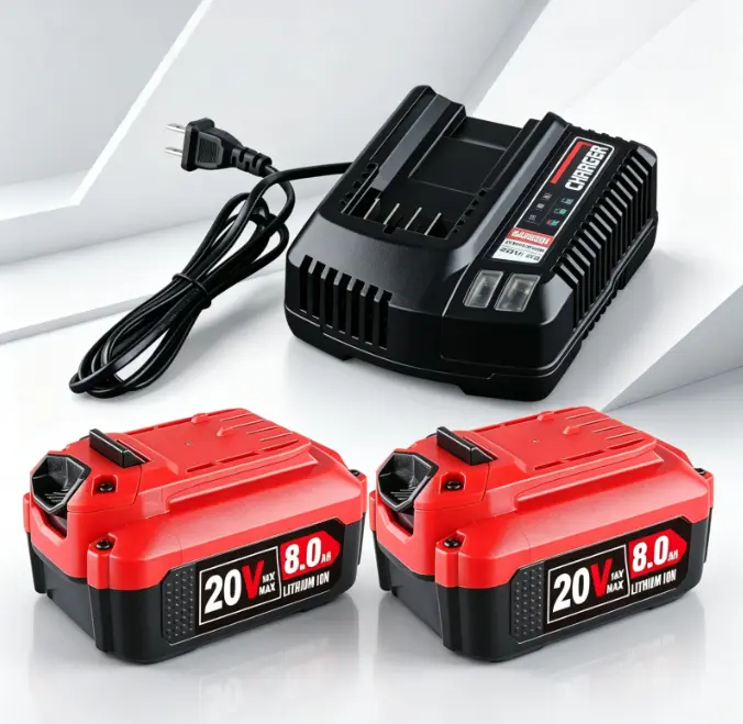 2Pack 20V 8.0Ah V20 Lithium ion Replacement Battery and CMCB104 Charger for Craftsman CMCB204 CMCB202 CMCB201
