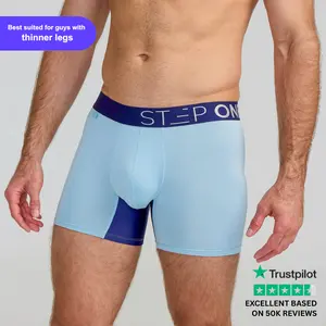 Step One Men's Trunk - Megalodong, Anti-Chafe, Breathable Bamboo Fabric, UltraGlyde Panels, Hidden Elastic Pouch, Premium Underwear, Athletic Daily wear