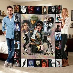 Flannel Blanket Plush Soft Throw Blanket for Bed Couch Sofa, Bedding Set Bed Sheets Comforter Style, Michael Jackson Music Theme Blanket for Adults Kids Gift Birthday Anniversary Christmas Home Use