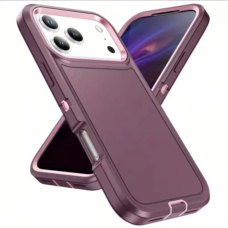 3-in-1 Hybrid Heavy-Duty Armored Phone Case, Casing Cover for iPhone 17/16/15/14/13/12 Pro Max Plus - Shockproof Protection for Your Device