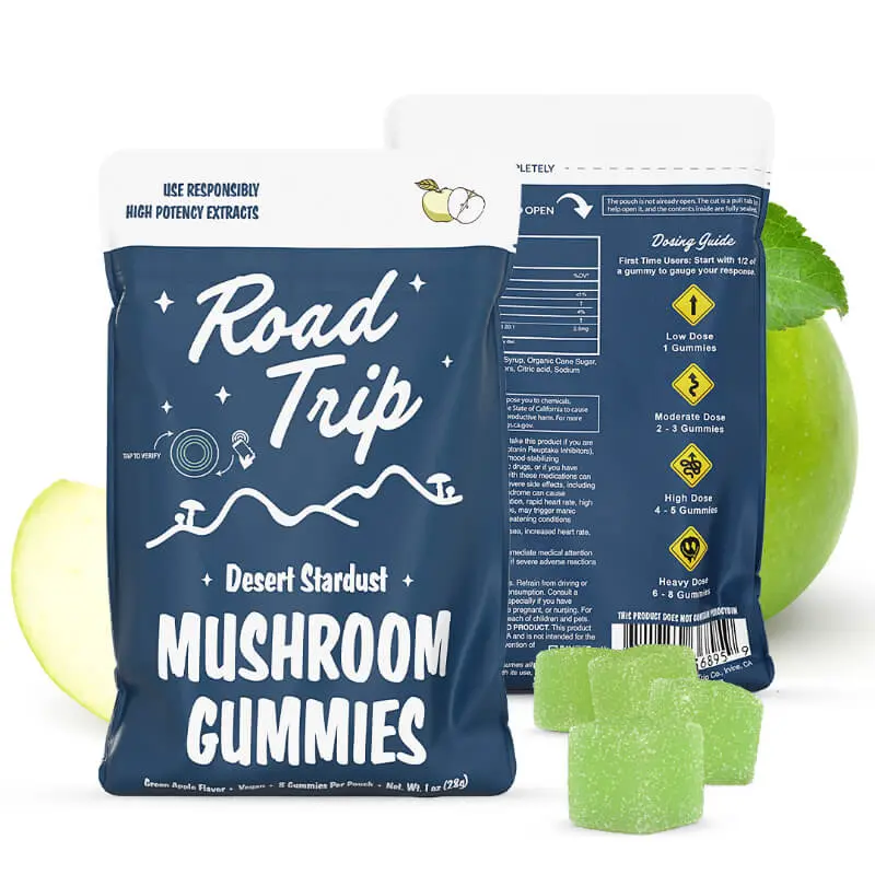 Road Trip Mushroom Gummies Green Apple 8 Ct For Enhanced Energy & Focus