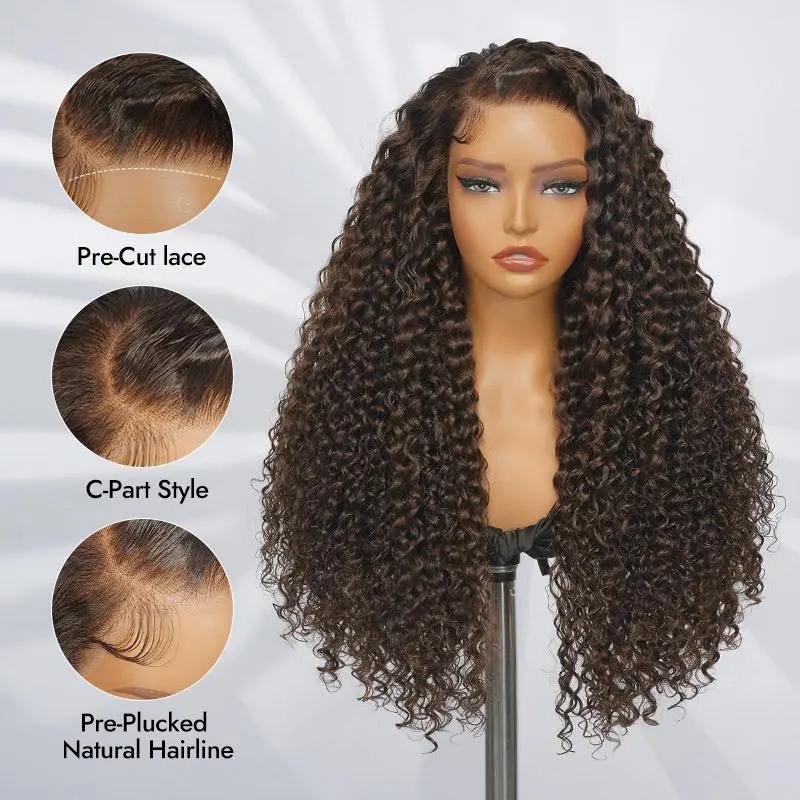 [Live Flash Sale] Deep Wave Dark Brown 13x4 Lace Frontal Wig Side Part Human Hair Wigs Lace Frontal Wigs Pre Plucked With Baby Hairir