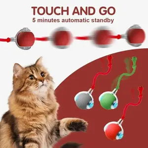 Smart Rolling Ball Cat Toy with Tail and Light, Interactive USB Rechargeable Pet Toy