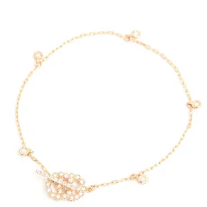 Pre-owned GUCCI 18K Yellow Gold (Au750) Small Leather Goods 750YG Double G Diamond Bracelet