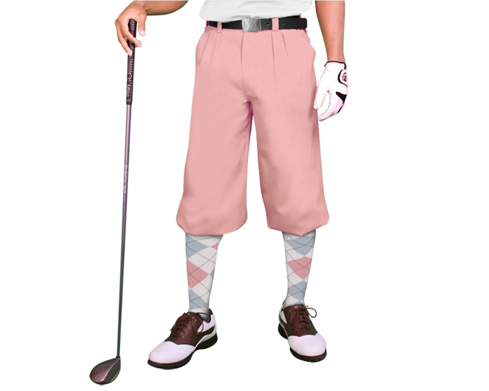 Golfknickers.com 'Par 3' Mens Pink Microfiber Golf Knickers Golf Joggers Pants Sports Bottoms