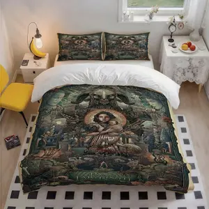 3Pcs Pan s Labyrinth Themed Patterned Breathable 100 Polyester Bedding Set, Elegant Design, Thoughtful Christmas Gift, Suits Bedroom, Guest Room & Dorm, 1 Duvet Cover 2 Pillowcases (No Insert)