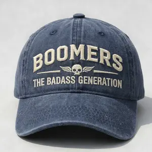Boomers The Badass Generation Cap Skull Skeleton Print Funny Saying Hats,Vintage Cap Embroidery Adjustable Wash Lifetime Member Hat Unisex Casual Trendy Outdoor Cap Premium Cotton Material Rugged Everyday Style summerwins