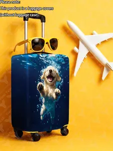 Deep Sea Puppy Pattern Luggage Protector, Durable Thick Fabric, Fits 20-28 Inch Suitcases, Travel Essential, All Seasons
