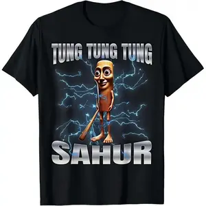 Funny Tung Tung Tung Sahur Ramadan Meme T-Shirt | Men's Viral Graphic Tee