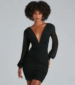 Windsor Amaria Formal Ruched Chiffon Mini Dress