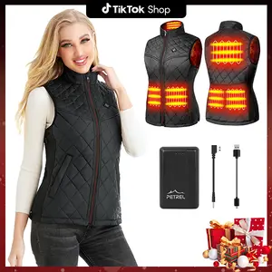 PETREL Heated Vest for Women with Battery Pack, 6-Zone Heating Electric Rechargeable Heated Coat with 10-Hour Warmth