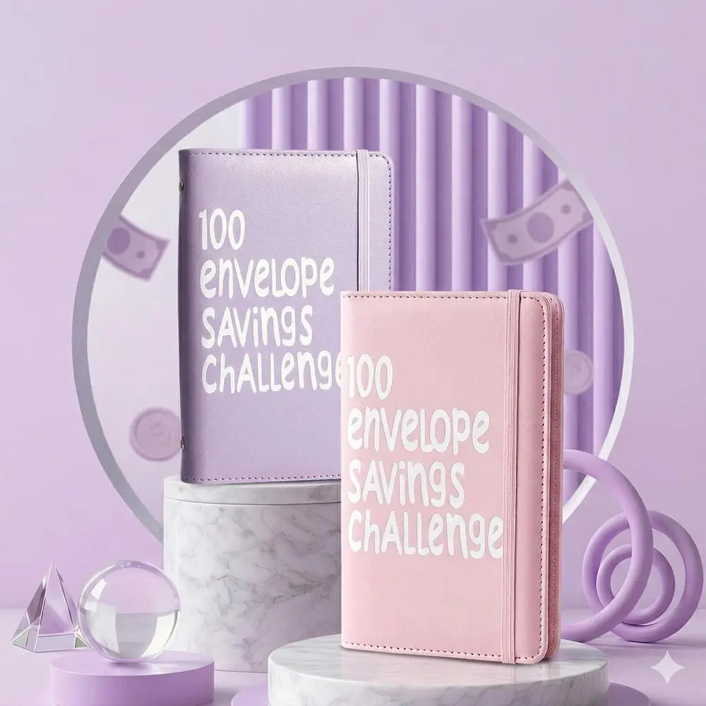 100 Envelope Challenge Binder, $5,050 Savings Challenge Book with Tracker, A5 Budget Binder for Cash Stuffing, Money Saving Organizer with Envelopes, Reusable Saving Habit-Forming System