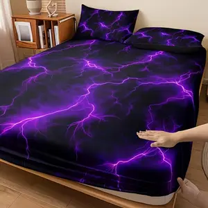 3pcs Lightning Pattern, High-Definition Digital Print, 100% Polyester, Ideal for All Seasons, Bedroom Bedding Set