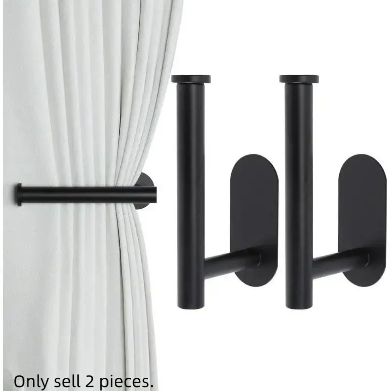 2 Pack Adhesive Curtain Holdbacks, No Drill Curtain Tie Backs, Easy Install Curtain Hooks for Drapes, 2 Pieces