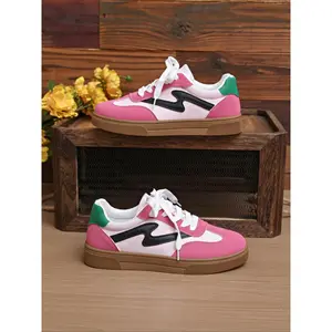 Step Women's Classic Retro Rubber Sole Sneakers, Genuine Leather Casual Sports Shoes for Fashionable Tennis & Skateboarding, Comfortable and Stylish, Lifestyle Colorblock Sneakers