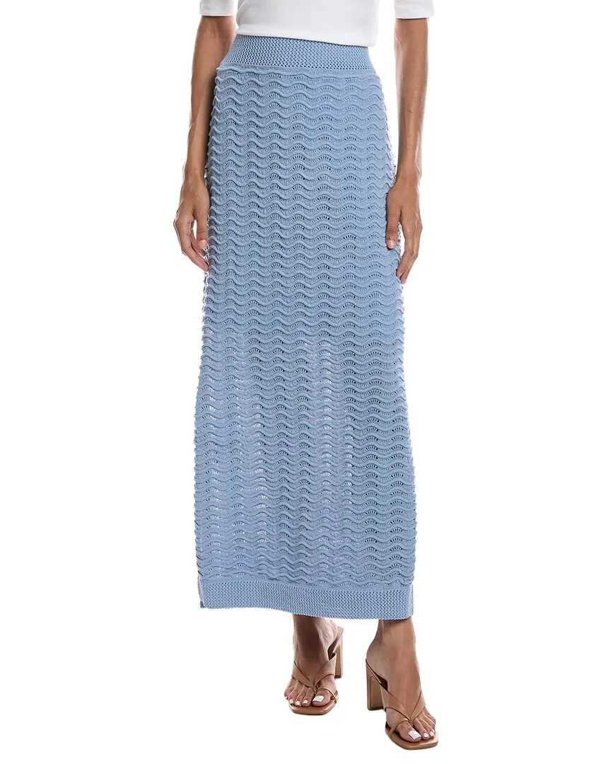 Bernardo Knitted Wave Pointelle Midi Skirt