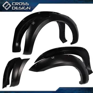 CROSSDESIGN Pocket Style Black Rivet Fender Flare Fit For 11-16 Ford Ranger T6 XL XLT Smooth