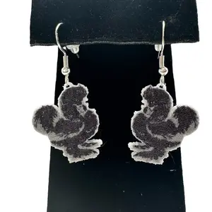 Black Silkie Chicken Earrings w/ Sterling Silver Hooks