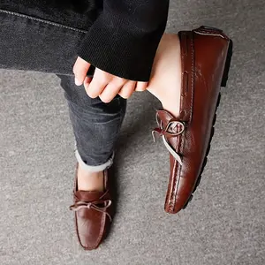 Men's Slip-On Loafers - Brown with Rubber Sole, Breathable & Lightweight, Comfortable Casual Shoes for Casual Attire, Comfortable Slipons |   Versatile Slipons |   Durable Rubber Sole, Slip On Shoes Boy Footwear Flat Black