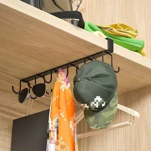 Kitchen Cup Rack with 12 Hooks, Hangs Under Cabinets for Glasses Headphones Towels, Home Storage Organizer, Space Saving Organizer for Kitchen Bedroom Bathroom Office