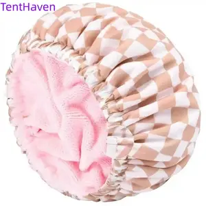 2026 adjustable loop shower cap waterproof polyester shower cap absorbent ultra-fine fiber three in one dry hair cap shower cap