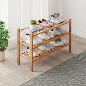 Bamboo Shoe Rack Organizer for Closet and Entryway - Space-Saving Narrow Shoe Stand - Versatile Shoe Holder for Do