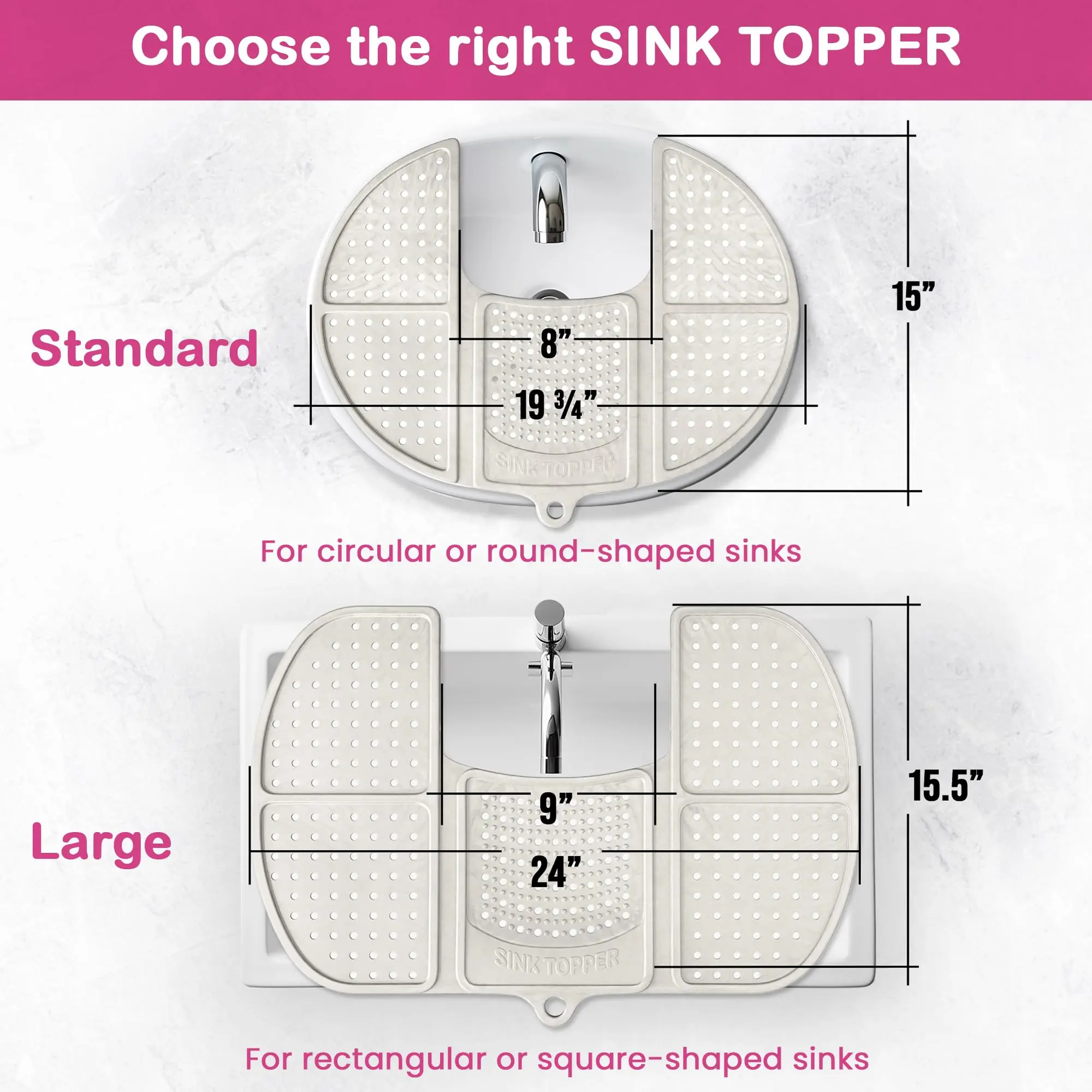 Sink Topper Bathroom Counter Cover & Storage Saver, Foldable Silicone Mat for...