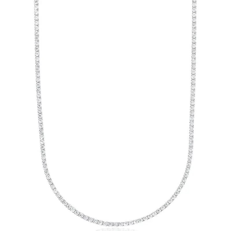 Hip Hop Rock Style Full Zircon Rhinestone Tennis Chain Decorative Necklace, Sparkling CZ Rhinestone Crystal Costume Jewelry Accessory with Bling Effect