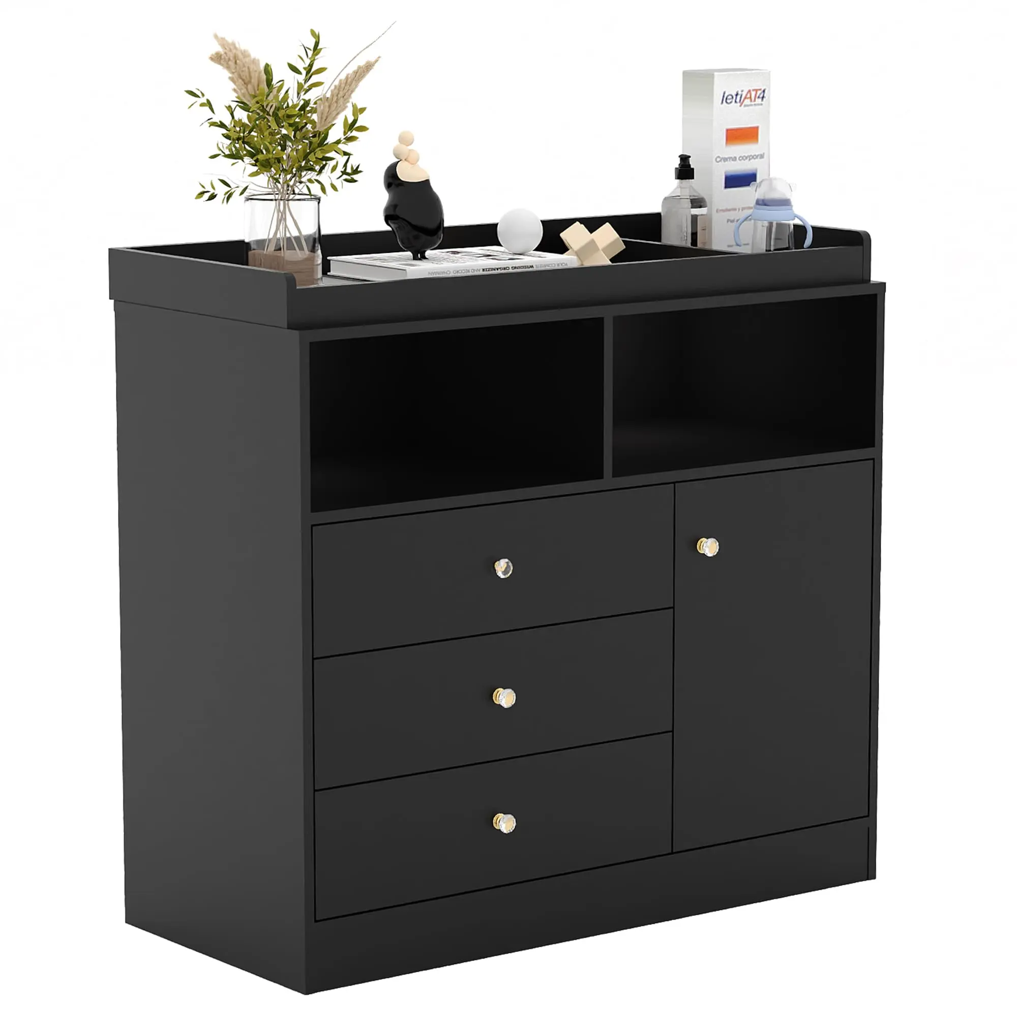 GAOMON40'' Baby Changing Table with 3 Drawers, 2 Open Shelves & Cabinet, Diaper Changing Station & Nursery Dresser with Changing Top, 40''X18''X37'' for Bedroom, Baby Items, 40X18x37 Inch, Back-Friendly, Floor Stand - GAOMON40'' Baby Changing Table with 3 Drawers, 2 Open Shelves & Cabinet, Diaper Changing Station & Nursery Dresser with Changing Top, 40''X18''X37'' for Bedroom, Baby Items, 40X18x37 Inch, Back-Friendly, Floor Stand -