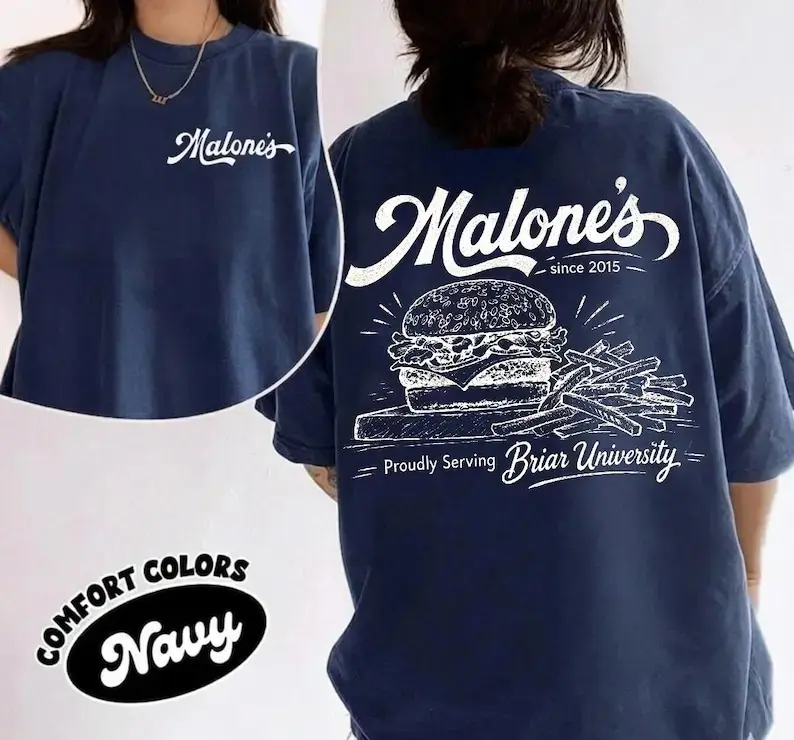 Comfort Colors Malone’s Burger Hockey T-shirt, Briar University Team Shirt, Off Campus Movie Inspired Tee, Unisex Heavy Cotton Fan Gift