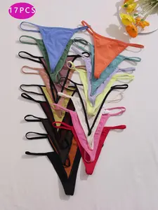 Women's Solid Color  Sexy Thong, Soft Comfy Breathable Panty for Daily Wear, Ladies Underwear for All Seasons, Fashion Comfy Underwear