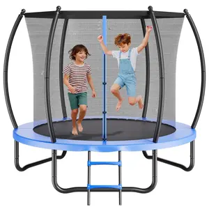 Outdoor 8Ft Trampoline For Backyard Use With Enclosure Net And Thickened Pad, ASTM Approved Safety Trampoline, Rust-Resistant Frame, Max 265 Lbs Weight Capacity, Suitable For Kids And Adults, Weatherproof Family Fun