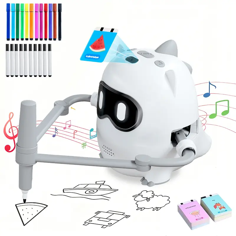 Drawing Robot for Kids with Camera Recognition, Learning Toys with 100 Cards, 12 Colorful Pens,Smart Voice Interactive Painting Robot Educational Machine for 3 4 5 6 7 8 Year Old Boys Girls