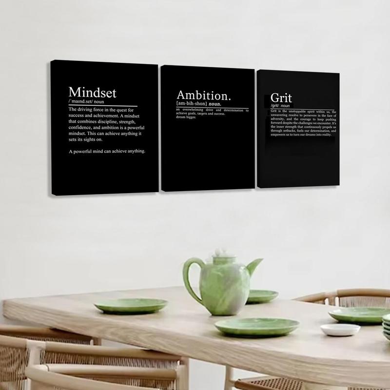 Wooden Framed Canvas Painting, 3 Counts/set Modern Art Inspirational Wall Art, Wall Decor for Home Living Room Bedroom Office