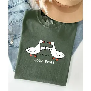 Comfort Colors Goose Bumps Goose T-Shirt, Silly Goose Graphic Tee, Funny Goose Outfit, Goose Lover Shirt, Sarcastic Goose Gift