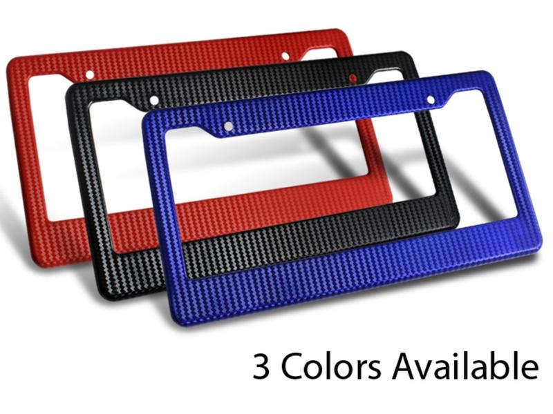 2 x JDM Red Blue or Black Carbon Fiber Look License Plate Frame Cover Front & Rear Universal licenseplateframes