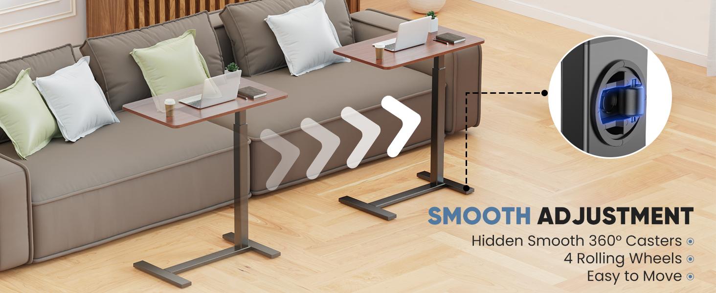 Adjustable OverbedTable with Wheels for Hospital andHome Use - Rolling Laptop Desk andMobile Standing Desk