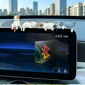 A set of 5 cute cat figurines, car dashboard decorations, cartoon mini decorations, suitable for decoration on cars, refrigerators, tabletops, computers and monitors, Car Desktop Decor, Car Ornament