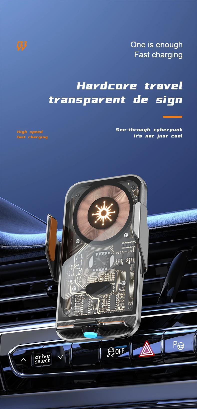 Auto Car Mount Phone Holder Stand Car Wireless Charger For iPhone Samsung LG Infrared Induction 15W Qi Fast Charging Station Adapter Transparent Adjustable Automatic Cable Clip Device Protection Usb Cellphone Smartphone Mobile Electronic Auto Car Mount Phone Holder Stand Car Wireless Charger For iPhone Samsung LG Infrared Induction 15W Qi Fast Charging Station Adapter Transparent Adjustable Automatic Cable Clip Device Protection Usb Cellphone Smartphone Mobile Electronic