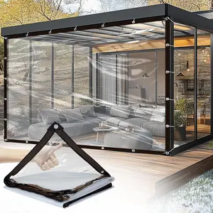 Clear Waterproof Tarps Heavy Duty Outdoor Garden Rainproof Covering-7x10 FT ,Clear Vinyl Tarp with Grommets,Transparent Waterproof Tarpaulin for Covering Henhouse Porch Canopy Plant Camping