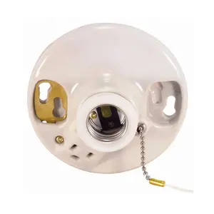 Ceiling Receptacle On-Off Pull Chain W/Grounded Convenience Outlet Glazed
