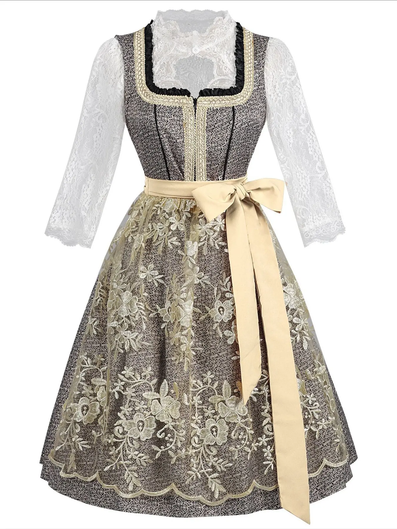 Oktoberfest Costume for Women German Bavarian Traditional Print Dirndl Dress Girls Beer Festival Costume Halloween Party Outfits Fitted Design