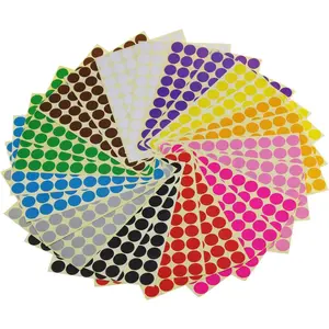 Sticky Color Coding Labels Removable Small Circle Dot Stickers for Classroom Organization Decorations Yard  Calendar Planner, 3/4 inch Diameter, 12 Colors,  1680 Dots in 24 Sheets