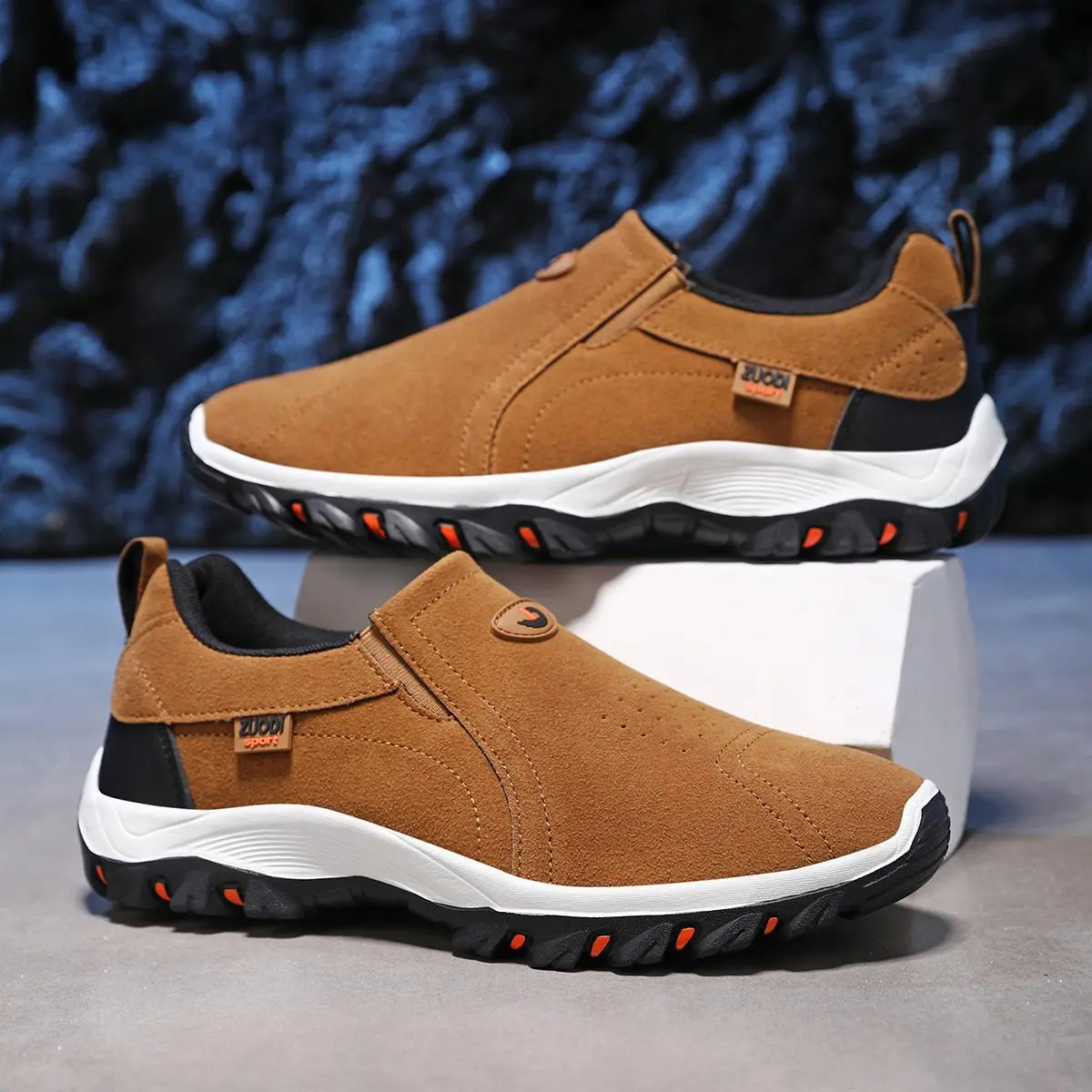 Men's Casual Trainers, Low Top Fabric Slip-On Sporty Loafers, Ergonomic and Lightweight with Anti-Slip Sole for Walking, Sporty Sneaker, Sports Shoes, Footwear