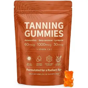 NEW SALE !!! Tanning Gummies, with Astaxanthin, Beta Carotene, Vitamins C & E, Glow Gummies Support Hydration & Natural-Looking Glow, Vegan, Sugar Free, Non-GMO, Suitable for Men & Women, 60 Count